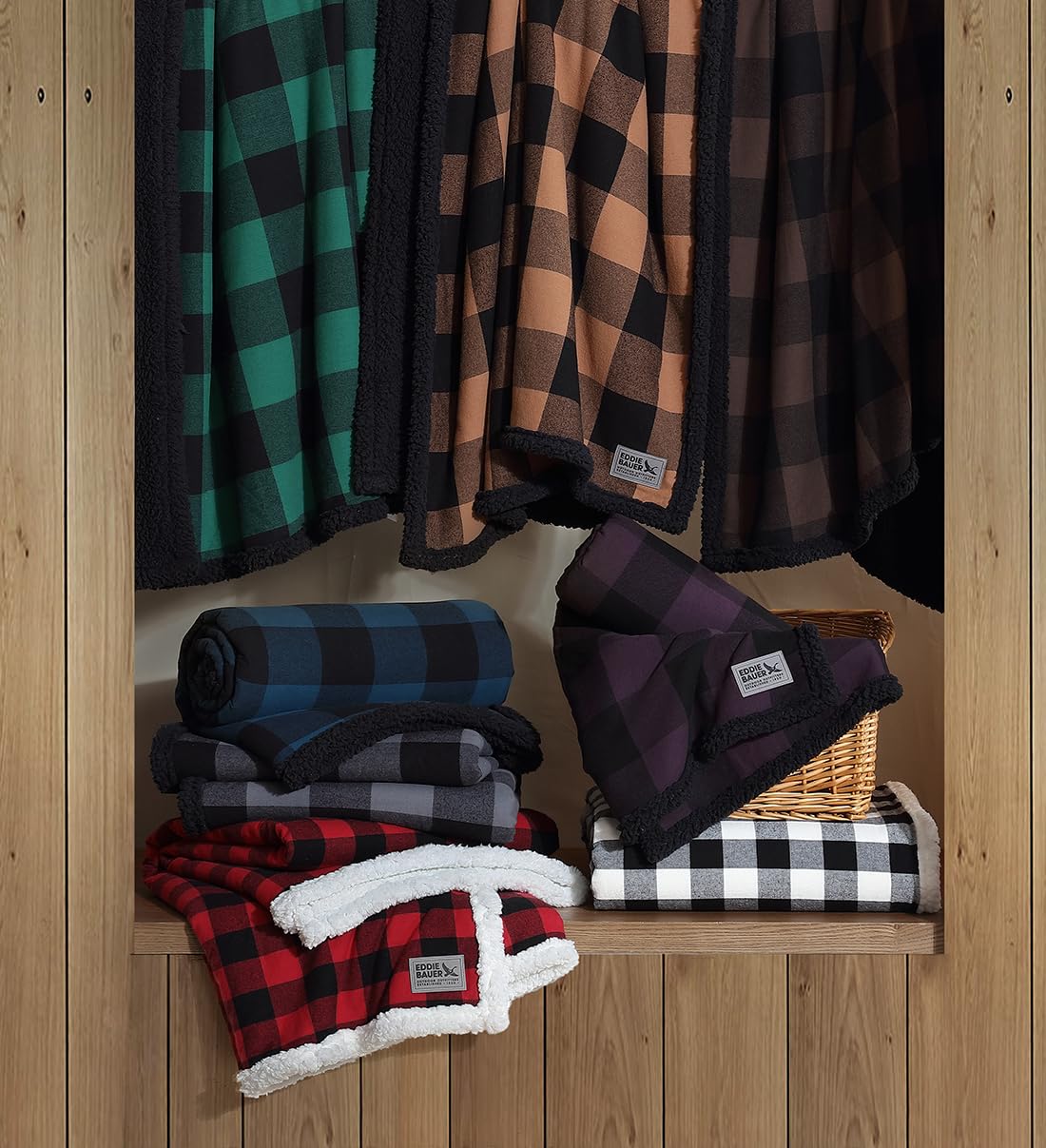 Eddie Bauer リバーシブル ブランケット チェック Amazon.co.jp: Eddie Bauer スローブランケット リバーシブル シェルパ
